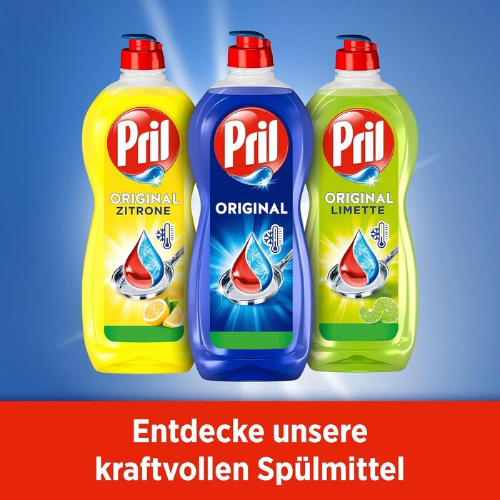 Засіб для миття посуду PRIL Original, висока розчинна сила жиру, для чистого посуду в холодній воді, 675 мл (набір 8 шт)