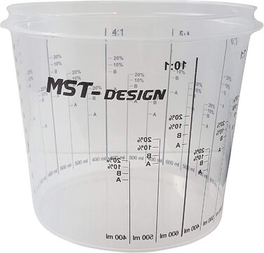 MST-DESIGN Mixing Cups for Paint, 100 Pieces with 1400ml | Robust Disposable Measuring Cups with Mixing Scale | Mixing Cups for Stirring Paints, Fillers, Wood Stains, etc. | Mixing Cups for Stirring | High-Quality Paint Accessories
