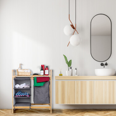 Relaxdays Laundry Basket Shelf with 3 Compartments