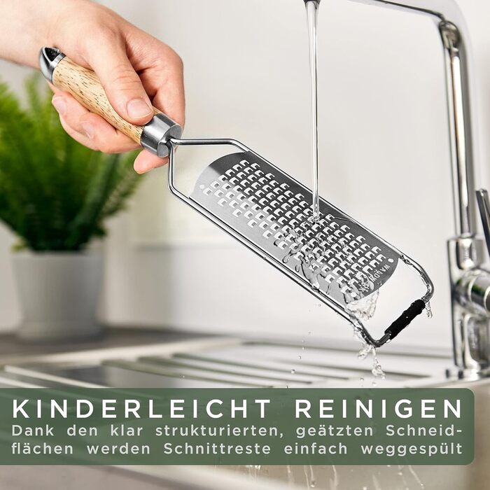 WALDWERK Cheese Grater (2-Piece Set) - Parmesan Grater with Design Wooden Handle - Stainless Steel Zester Grater with Etched Blades - Grater also Suitable as Nutmeg Grater, Lemon Grater, Ginger Grater