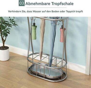 Металева підставка для парасоль та тростинок Shakub, 2 слоти, срібляста, 25x25x50 см