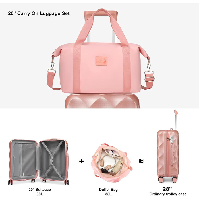 Набір валіз Sea Choice Hardshell Trolley 5шт. з TSA замком, рожеве золото (55/65/76 см)