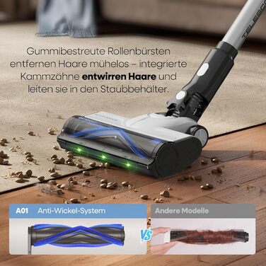 Бездротовий пилосос AlloyMove A01: потужний, з великим контейнером 1.5л та фільтрацією 99.9%, для волосся, килимів та твердих поверхонь (срібний)