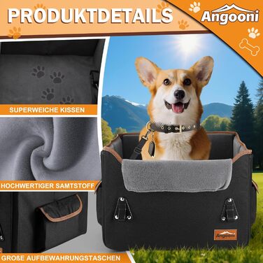 Автокрісло для собак: безпечне та комфортне з кишеньками та плюшевим подушкою (чорний)