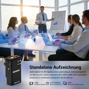 NEEWER CM28 Pro: Бездротове мікрофону з пригніченням шуму, 150м радіус дії, сумісний з iPhone, iPad, Android, DJI, Insta360, PC, Mac