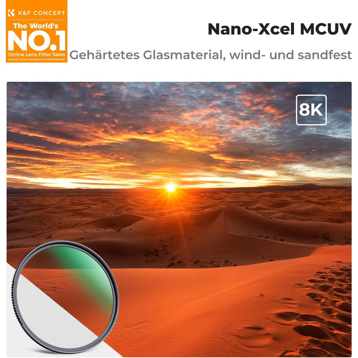 Фільтр UV K&F Concept 67mm 9H, захисний фільтр, захист від ударів (Nano Xcel)