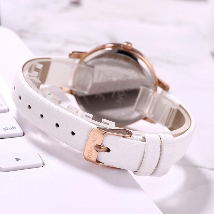 Жіночий годинник на шкіряному ремінці: кварцовий, водостійкий, модний, рожево-золотий, для дівчат та жінок