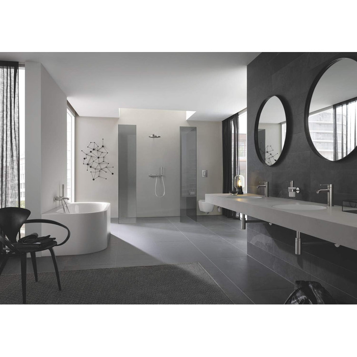 GROHE Essentials Toilet Paper Holder - No Drill Mounting, Adhesive, Brushed Hard Graphite Finish
