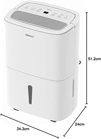 Шукач вологи SHINCO 30L з Wi-Fi, для приміщень до 35 м², автоматичний перезапуск, таймер 24h, 5л бак, фільтр з активованим вугіллям, безперервний відвід води. Модель SDZ1-30D