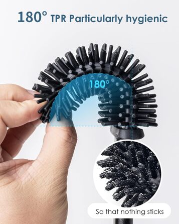 Силіконова щітка для унітазу Klobürste з нержавіючої сталі та контейнером, гнучка щітка для туалету, набір для кріплення на стіну без свердління, для ванної кімнати (чорний)