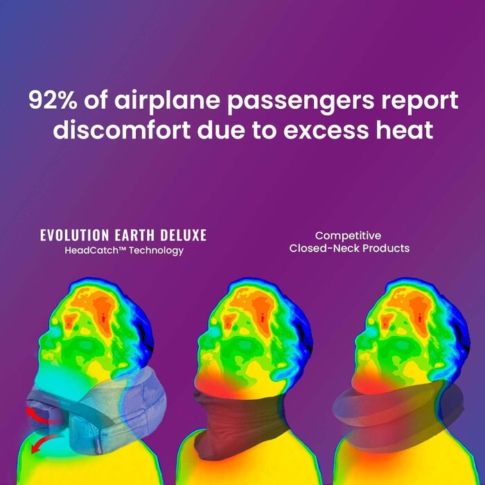 Подушка для шиї Cabeau Evolution Earth Deluxe з піною Memory Foam, чорна - найкраща підтримка голови, шиї та підборіддя