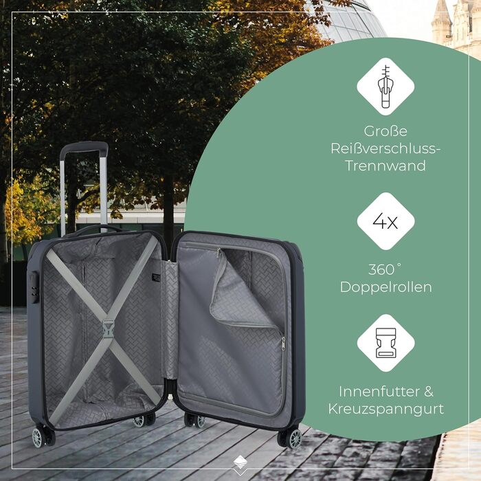 Тролей Travelite City 55x40x20 см, 2.7 кг, міцний корпус, 4 колеса, ручна поклажа для Lufthansa, Swiss, Austrian, KLM, Condor, Eurowings