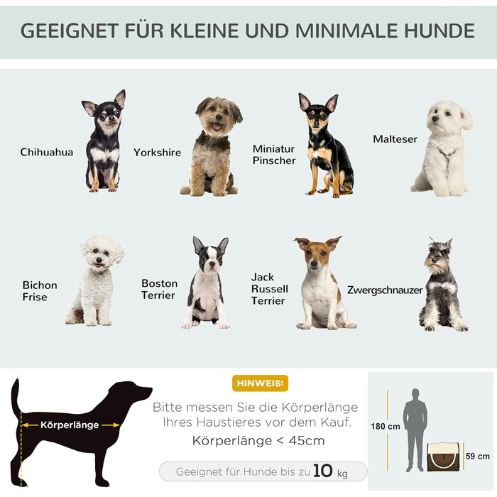 PawHut Транспортна переноска для собак та котів, рюкзак для тварин, водонепроникна сумка-переноска з подушкою, 70 x 51 x 59 см, Колір: Кофе