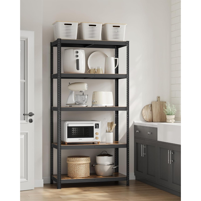 SONGMICS Industrial 5-Tier Shelf Unit - Vintage Brown & Black (60x120x200cm)