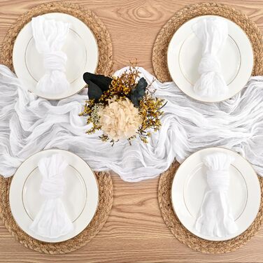 30 Cheesecloth Gauze Napkins, 50 cm, Vintage Boho Fabric Napkins, Bulk Pack for Parties, Weddings, Receptions, Bridal Showers, Table Decorations – White
