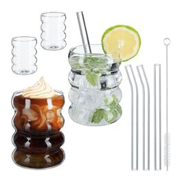 Set of 4 Decorative Ripple Glasses