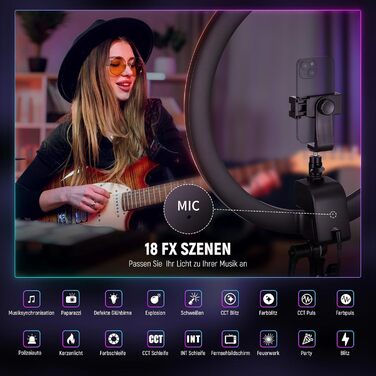 NEEWER кільцева лампа 20 дюймів LED з триподом та тримачем для телефону, 44 Вт 3200K-5600K з акумулятором, USB, для макіяжу, тату, вій, YouTube, TikTok, відеозйомки (SRP18C)