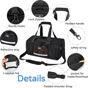 Транспортна переноска для котів та собак, що розкладається, для подорожей літаком, сірого кольору (L 45см x B 28см x H 21см)