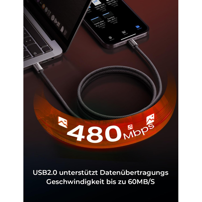 Набір USB-C кабелів LISEN 60W (4 шт.): 0.5м, 1м, 1м, 2м. Підтримка PD 3.0. Сумісний з iPhone, Switch, Samsung, Pixel, MacBook, iPad, Xiaomi. Чорний.