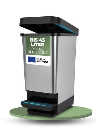 Novaliv Відро для сміття з педальним приводом 45L - сталеве відро для сміття з кришкою, герметичне, для кухні та інших приміщень
