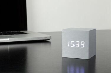 Cube Click Clock Aluminium / White LED 6.8x6.8x6.8 cm Black