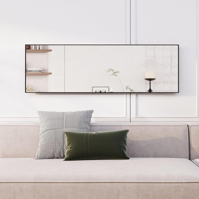 Large Standing Mirror with Black Metal Frame