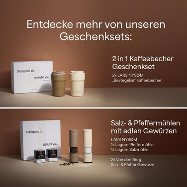LARS NYSØM Gift Set with Salt and Pepper Shakers & Spices - Mini Designer Salt and Pepper Shakers with Finest Alpine Salt and Brazilian Pepper in an Attractive Gift Box - Carbon Black