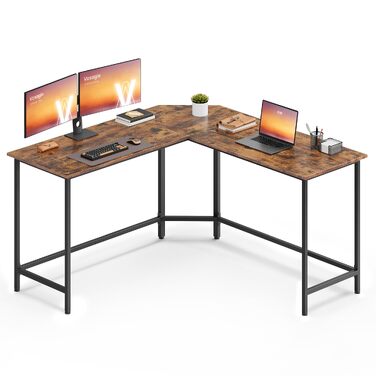 Кутовий письмовий стіл VASAGLE L-подібний комп'ютерний стіл, 140 x 140 x 74,7 см, вінтажний коричневий та чорний