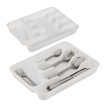 Relaxdays White Cutlery Box - 2 Pack
