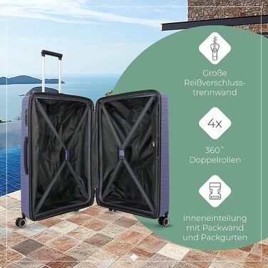 Чемодан Travelite ORBITA середній, розширюваний, 4 колеса, TSA-замок, 67 см, 68-78 літрів, блакитний (L 77 см, лавандовий)