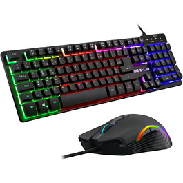 G-LAB Combo Krypton – Ігрова клавіатура та миша AZERTY USB з Anti-Ghosting, RGB-підсвічування, 6 кнопок, 3200 DPI (чорний)