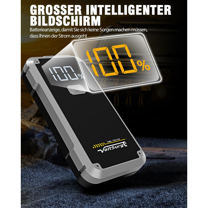 Powerbank Starthilfe VoltSurge 5000A: пусковий пристрій для авто 12V, 7.0L бензин/5.5L дизель, з LED ліхтариком