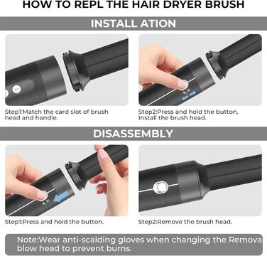 UKLISS Airstyler 7-in-1: Фен-щітка, автоматична завивка, 7 функцій, чорний