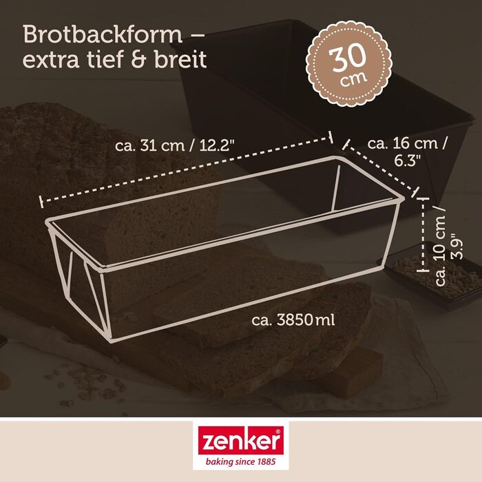 Форма для випічки хліба Zenker Königskuchen, антипригарна, чорна (31x16x10 см)
