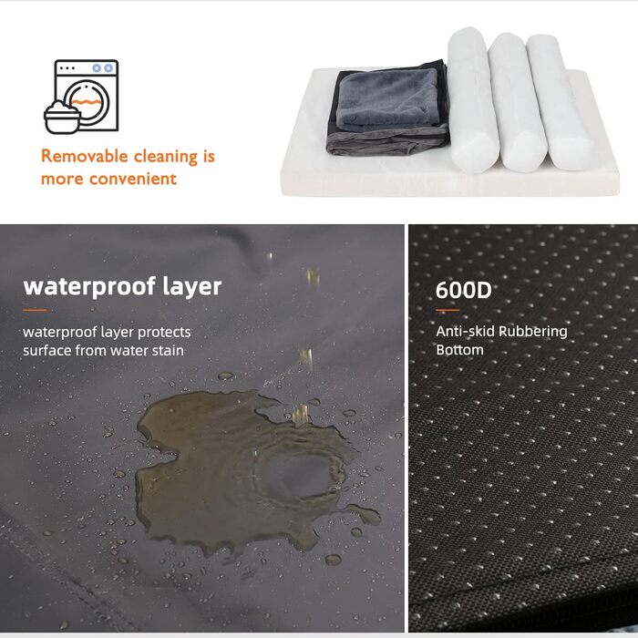 Orthopedic Dog Bed XL 100x75 cm: Dog Sofa for Large and Medium-Sized Dogs, Ergonomic Dog Beds with Raised Edge, 2 in 1 Detachable Washable Non-Slip Dog Mattress