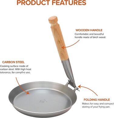 Stabilotherm Jägerpfanne with wooden folding handle | for outdoor cooking & frying over an open fire or grill