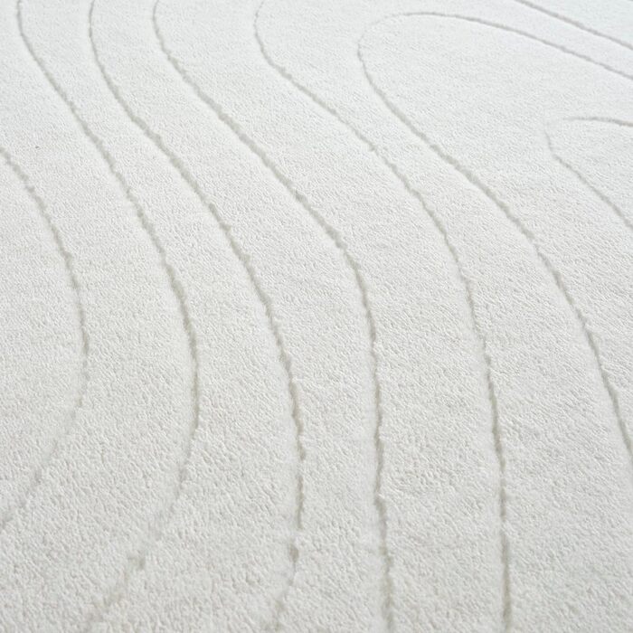 Килим Rio - сучасний та м'який килим для вітальні та спальні з антиковзним покриттям та 3D-ефектом, пухнаста поверхня, легкий у догляді та міцний, білий, білий-1 (80 x 150 см, кремовий-5)