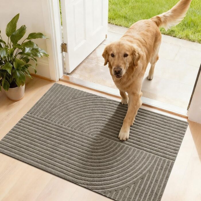 Привідний килимок FEOMOS 60x90 см для дому та вулиці, протиковзний вологопоглинаючий килим для вхідних дверей, коридору, балкона та кухні, бежевий, можна прати