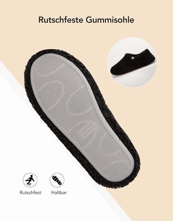 Тапочки VeraCosy жіночі з піною пам'яті, закритий задок, з підкладкою Polar Fleece, 38/39 EU, чорні