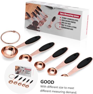 MAGICLULU 3 Sets Rose Gold Measuring Spoons, Measuring Cups, Scoops, Grill Plate, Baking Mold, Cocktail Spoon, Measuring Spoon, Kitchen Baking Utensils, Kitchen Accessories, Stainless Steel
