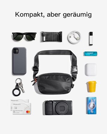 Сумка на пояс Inateck X-Mini, 1.5 літра, чорна, RFID захист, для подорожей, спорту, піших прогулянок (жіноча/чоловіча)