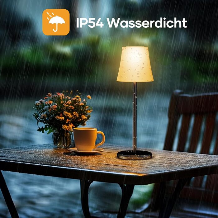 Бездротова LED лампа Suright для столу: регульоване світло, 3 кольори + RGB, сенсорне управління, IP54, для дому та відпочинку