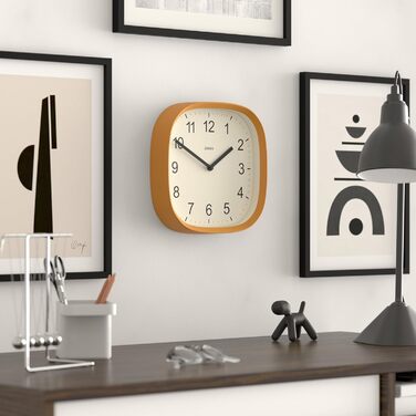 JONES CLOCKS Square Retro Wall Clock made of high-quality acrylic, 'Sprite' in Mint 25 x 25 x 5 cm (Yellow)