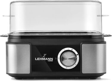 Яйцеварка Lehmann з нержавіючої сталі на 6 яєць - з регулюванням ступеня готовності та звуковим сигналом. 5 програм для ідеальних яєць, мірна склянка та знімач яєць. Сімейна версія.