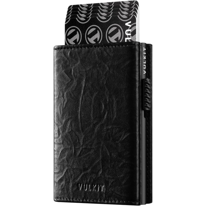 Кредитне шкіряне портмоне VULKIT з RFID-захистом, Pop-Up, з відділенням для купюр, ID-віконцем та монетним відділенням, чорний (Prism)