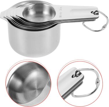 4-Piece Baking Tool Set: Spatula Holder Clip, Coffee Measuring Spoon, Measuring Cup, Mug, Shot Glass, Measuring Pitcher, Cup Sizes, Large Cup, Silver, Stainless Steel