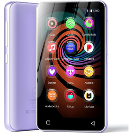 MP3 плеєр innioasis 160GB з Bluetooth та WiFi, Android MP4 плеєр з сенсорним екраном 4', підтримка Spotify, Amazon Music та Audible, дитячий музичний плеєр — Білий (Фіолетовий)