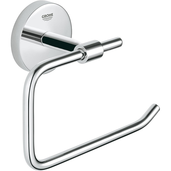 Essentials Toilet Brush Set & BAU Cosmopolitan Toilet Paper Holder (Material: Metal, concealed mounting, for drilling or gluing), Chrome, 40457001, Small