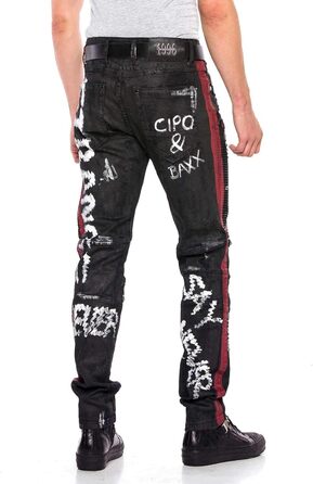 Чоловічі джинси Cipo & Baxx Straight Fit Denim Rockig Design Ripped Biker W38 L32 Чорні