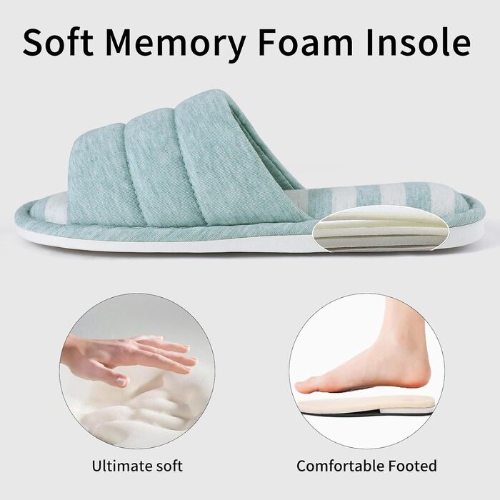 Шкарпетки-тапочки shevalues для дому з відкритим носком, бавовна, меморі-піна, сліпони, для спальні, розмір 7.5-8.5 (жіночий)/6.5-7.5 (чоловічий), колір: Teal